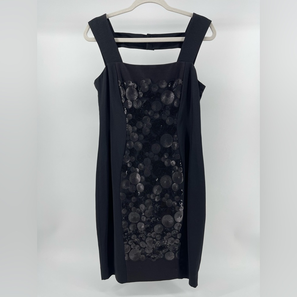 AYSHA Black Sequin Embellished Square Neck Cocktail Dress, Women's 8